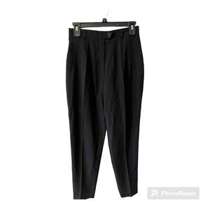 Escada Elements Pants Womens Sz 2 Black Wool Pleated High Waist Pockets Vintage